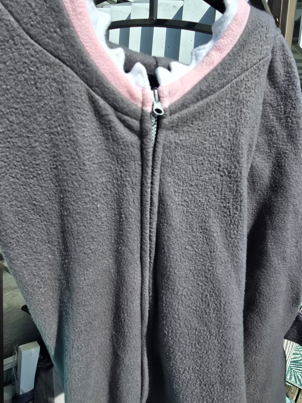 Gray Shark Hoodie Zipup with Tail And Fin Sleeves - Picture 7 of 8